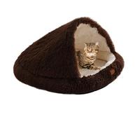 YPDOPORA Cozy Cocoon Cat Bed, Semi-Enclosed Pet Tent Bed,Large Cat Cave Beds for Indoor Cats,Pet Beds Cave Removable Washable with Waterproof Lining & Non-Slip Bottom,Coffee,S