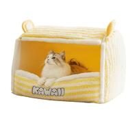 YPDOPORA Cozy Dog House, Anti-Anxiety Calming Bed,Foldable Warm Dog Bed,Dog Bed Removable Washable Soft Fluffy Dog Sleeping Mat Cozy Dog Beds for Medium Small Dogs,Yellow,2XL