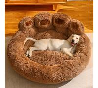 YPDOPORA Cute Dog Kennel Mattress,Warm Pet Bed,Dog Bed Cat Sofa Bear Paw Shape Cozy Sleeping Bed,Soft Fluffy Faux Fur Cushion for Small,Medium,And Large Dogs,Brown,3XL