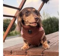 YPDOPORA Dachshund Dog Sweater, Cold Weather Dog Warm Coat,Knitted Stretchy Pullover,Dogs Cozy Striped Turtleneck Sweater for Dachshunds and Small Medium Dogs,Pink,XS