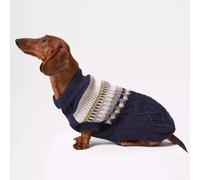 YPDOPORA Dachshund Dog Sweater, Knit Dog Sweater Turtleneck,Cold Weather Cat Pullover,Dogs Vintage Cable Thick Warm Winter Clothes for Small Medium Dogs,Blue,L