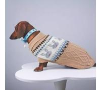 YPDOPORA Dachshund Dog Sweater, Knit Dog Sweater Turtleneck,Cold Weather Cat Pullover,Dogs Vintage Cable Thick Warm Winter Clothes for Small Medium Dogs,Brown,S