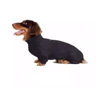 YPDOPORA Dachshund Dog Turtleneck Sweater, Warm Dog Winter Coat,Adjustable Polo Collar with Zipper,Four-Legged Warm Double Fleece for Small Medium Dogs,Black,2XL