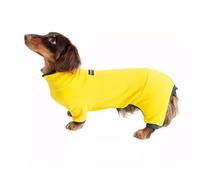 YPDOPORA Dachshund Dog Turtleneck Sweater, Warm Dog Winter Coat,Adjustable Polo Collar with Zipper,Four-Legged Warm Double Fleece for Small Medium Dogs,Yellow,M