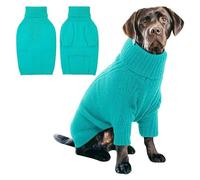 YPDOPORA Dachshund Sweater, Soft Knitted Dogs Sweater Christmas Clothing,Dog Turtleneck Coat,Cold Weather Pet Warm Coat,Warm Knitted Pullover Coats for Dachshund,Blue,2XL