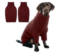 YPDOPORA Dachshund Sweater, Soft Knitted Dogs Sweater Christmas Clothing,Dog Turtleneck Coat,Cold Weather Pet Warm Coat,Warm Knitted Pullover Coats for Dachshund,Red,L