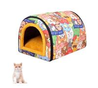 YPDOPORA Dog Bed for Indoor Cat Small Pet Doggy, 2 in 1 Portable Soft Plush Pet Kitten House Cave Warm Cozy Cotton Puppy Beds with Removable Cushion & Anti-Slip Bottom,Orange,M