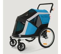 YPDOPORA Dog Stroller for Small Medium Pets, Bike Trailer, Travel Folding Carrier 4 Wheels for Dog Cat Cage Jogger Stroller, Rear Wheel Breaks, Visible Mesh,Blue