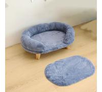 YPDOPORA Elevated Pet Bed, Cat Dog Stool Bed with Sturdy Wood Legs, Pet Chair Plush Pet Bed Round Warm Cuddler Kennel Soft Puppy Sofa for Small Dog Kitten,Relief And Improved Sleep,Gray,M