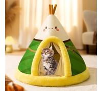 YPDOPORA Enclosed Cat House Tent, Cat Beds for Indoor Cats Cave,Comfortable Triangle Pet Teepee with Removable Washable Cover & Non-Slip Bottom for Cats and Small Dog,Green,L