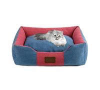 YPDOPORA Fluffy Bite Resistant Dog Bed Premium Pet Bed Canvas Rectangle Nest Removable All Seasons Cat Bed Sleeping Bag Cushion Warm Washable,Pink,M