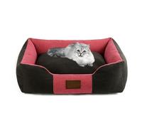 YPDOPORA Fluffy Bite Resistant Dog Bed Premium Pet Bed Canvas Rectangle Nest Removable All Seasons Cat Bed Sleeping Bag Cushion Warm Washable,Black,M
