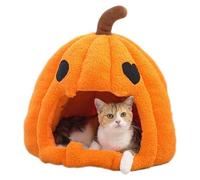 YPDOPORA Halloween Pumpkin Cat Nest, Autumn And Winter Warm Cat House, Semi-Enclosed Cat And Dog Kennel with Removable Washable Cushioned Pillow, Non-Slip Bottom,L