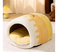 YPDOPORA Honey Pot Cat Bed Cat Hideaway Self Warming Small Animal House, Condo Dog Nest for Pomeranian Chihuahua Puppy Cats with Non-Slip Bottom,Yellow,S