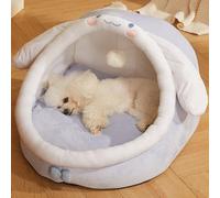 YPDOPORA Indoor Cat Bed Cave with Removable Cushion - Pet Plush Warm Tent House Cartoon Ear Design Pet Bed with Pompom, Non-Slip Bottom, Cat Bed for Cats Dogs Kitten Puppy And Rabbit,D,L