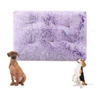 YPDOPORA Large Dog Bed Washable Faux Fur Pet Bed, Anti Anxiety Warm Dog Cushion Sleeping Mat,Soft Plush Pet Crate Beds with Removable Washable Cover and Non-Slip Bottom,Purple,L