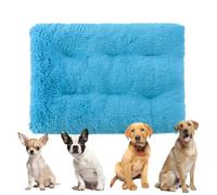 YPDOPORA Memory Foam Dog Bed for Crate, Rectangle Fluffy Plush Pet Bed Puppy Bed,Dog Beds for Crate Washable Small with Anti-Slip Bottom Kennel Pad Mat for Dogs,Blue,M