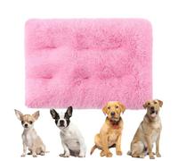 YPDOPORA Memory Foam Dog Bed for Crate, Rectangle Fluffy Plush Pet Bed Puppy Bed,Dog Beds for Crate Washable Small with Anti-Slip Bottom Kennel Pad Mat for Dogs,Pink,S