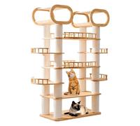 YPDOPORA Modern Cat Tree Tower, Large Cat Tower for Indoor Cats, Multi-Level Tall Solid Wood Climb Tower, Kitten Furniture with Scratching Post, Huge Condo for Multi-Cat Families,A
