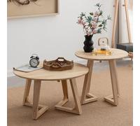 YPDOPORA Modern Round Nesting Coffee Table Set of 2, Coffee Tables Round Wood,Center Table Set for Living Room Modern with Silent Foot Pad,Center Tables for Home,White
