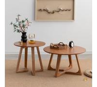 YPDOPORA Modern Round Nesting Coffee Table Set of 2, Coffee Tables Round Wood,Center Table Set for Living Room Modern with Silent Foot Pad,Center Tables for Home,Yellow