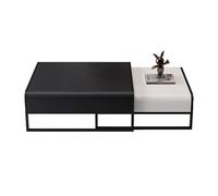 YPDOPORA Nesting Coffee Table Set of 2, Coffee Tables with Storage, Mid Century Modern Center Tables, Center Table Decor for Living Room, Bedroom, Reception,Black,70 * 80cm
