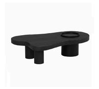 YPDOPORA Oval Cloud Coffee Table for Living Room, Mid Century Modern Center Tables with 3 Sturdy Support Legs,Irregular Coffee Table Wood with Storage for Living Room,Office,Black,130 * 79 * 34cm