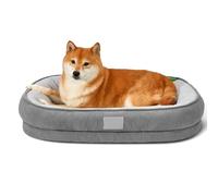 YPDOPORA Oval Dog Bed Memory Foam, Orthopedic Dog Beds for Medium Dogs,Washable Dogs Bed & Couch Cover Protector with Four-Sided Bolster,Removable Cover & Non-Slip Bottom,Gray,2XL