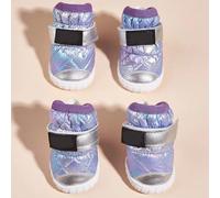 YPDOPORA Pet Warm Shoes, Dog Boots Dog Snow Boots for Winter Dogs Boots & Paw Protector Warm Dog Booties for Puppy, 4Pcs Non-Slip Waterproof Dog Boots,Purple,L