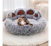 YPDOPORA Round Donut Cat and Dog Cushion Bed, Anti Anxiety Dog Bed for Cats & Small/Medium Dogs,Washable Round Cat Beds for Indoor Cats with Non-Slip Bottom,Gray,S