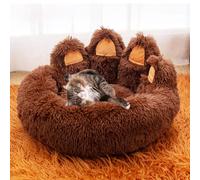 YPDOPORA Round Donut Cat and Dog Cushion Bed, Anti Anxiety Dog Bed for Cats & Small/Medium Dogs,Washable Round Cat Beds for Indoor Cats with Non-Slip Bottom,Brown,S