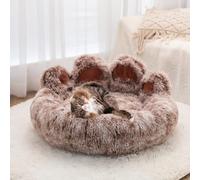 YPDOPORA Round Donut Cat and Dog Cushion Bed, Anti Anxiety Dog Bed for Cats & Small/Medium Dogs,Washable Round Cat Beds for Indoor Cats with Non-Slip Bottom,Beige,L