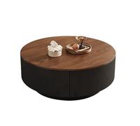 YPDOPORA Round Wood Coffee Table with Drawers, Round Coffee Tables with Storage Wood,Simple Design Center Tables,Modern Center Table for Living Room,Couch,Small Spaces,Black,70 * 32cm