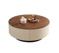 YPDOPORA Round Wood Coffee Table with Drawers, Round Coffee Tables with Storage Wood,Simple Design Center Tables,Modern Center Table for Living Room,Couch,Small Spaces,White,70 * 32cm