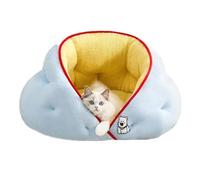 YPDOPORA Semi-Enclosed Pet Tent Bed, Cat Bed Cave Washable,Anti Anxiety Calming Plush Beds,Cat House for Indoor Cats Cave & Calming Dog Beds for Kitty Small Dogs,Blue,M
