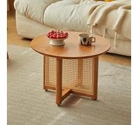 YPDOPORA Solid Wood Round Coffee Table, Modern Center Tables for Living Room, Modern Minimalist Center Table, Small Coffee Tables for Small Spaces, Office, Bedroom,Yellow,80 * 40cm