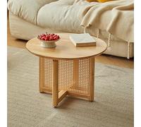 YPDOPORA Solid Wood Round Coffee Table, Modern Center Tables for Living Room, Modern Minimalist Center Table, Small Coffee Tables for Small Spaces, Office, Bedroom,White,80 * 40cm