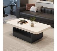 YPDOPORA Square Coffee Table with Storage Drawers, Small Rectangular Mid-Century Modern Coffee Tables with Marble Top,Simple Design Center Table for Living Room,Apartment,White,110 * 60 * 42cm