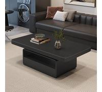 YPDOPORA Square Coffee Table with Storage Drawers, Small Rectangular Mid-Century Modern Coffee Tables with Marble Top,Simple Design Center Table for Living Room,Apartment,Black,110 * 60 * 42cm