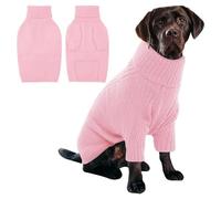 YPDOPORA Thermal Knitted Dog Dachshund Sweater,Turtleneck Dog Sweater for Small Medium Dogs,Soft Puppy Winter Clothes,Dogs Cold Weather Pet Warm Coats for Winter,pink,L