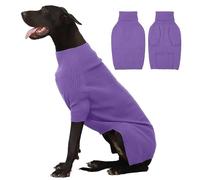 YPDOPORA Thermal Knitted Dog Dachshund Sweater,Turtleneck Dog Sweater for Small Medium Dogs,Soft Puppy Winter Clothes,Dogs Cold Weather Pet Warm Coats for Winter,light purple,XL