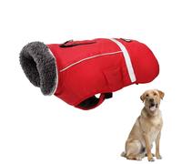 YPDOPORA Thick Warm Reflective Dog Coat Large, Fleece Lined Winter Dogs Jacket,Dog Turtleneck Lapel Jacket,Pet Winter Coat with D Ring,Harness Hole for Small To Large Dogs,Red,L