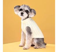 YPDOPORA Warm Dog Turtleneck Sweater, Small Dog Turtleneck Cozy Jacket,Cold Weather Dogs Warm Coat,Cable Knit Puppy Sweater for Small and Medium Dogs,White,L