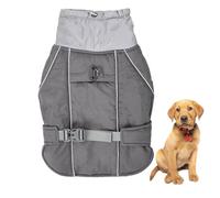 YPDOPORA Warm Dog Winter Coat, Dog Winter Coat with Built in Harness,Fleece Lined Reflective Pet Jacket,Pet Turtleneck Jacket,Waterproof Dogs Coats for Small Medium Large Dogs,Gray,2XL