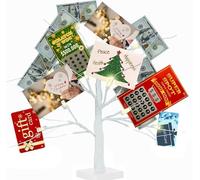 Ypdtacosu Money Tree Gift Holder, 2FT 24 LED Birch Tree with 12 Clear Clips, Battery Powered Lighted Display Card Trees for Christmas,Wedding, Photo Memo, Birthday Graduation（White）