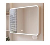 YPIOUREN Arc-Shaped Bathroom Mirror Cabinet, Modern Space Aluminum Medicine Cabinet ，Wall Mounted Storage Cupboard With Mirror, With Paper Hole, For Organized Space，For Bathroom(Smart,60cm/23.6in)