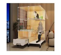 YPIOUREN Cat Cage With Litter Box,DIY Metal Cat Enclosure,Cat Cages Indoor With Doors, Mobile Cat Cage With Universal Wheels,Cat Cages Indoor,for Cottage/Household/Balcony(105 * 45 * 111CM)