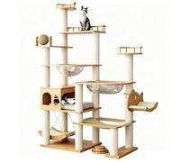 YPIOUREN Cat Tree Tower, Cat Condo, With Scratching, Caves, for Large Adult Big Cats Maine Coon Cats Tree Tower(White rope,110x48x185cm/43.31x18.9x72.83in)