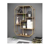 YPIOUREN Large Capacity Wine Rack Wall Mounted,Wall Bookshelf Storage Rack,Rectangle Floating Wall Shelf,Bedroom Wall Creative Grid Living Room Wine Rack,for Home Kitchen Decor(Gold A)