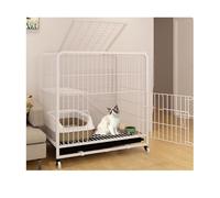 YPIOUREN Metal Cat Cage,Large Cat House On Rotating Wheels,Outdoor/Indoor Cat Enclosure,Includes 360° Rotating Lockable Wheels, Double Door, Pull-Out Tray,Suitable For Kittens(White,78 * 55 * 100cm)